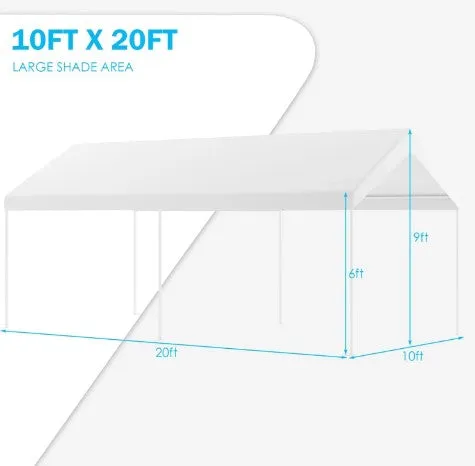 10 x 20 Feet Steel Frame Portable Car Canopy Shelter