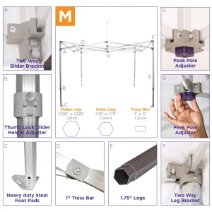 10x15 Type M Instant Canopy Aluminum Frame with Top