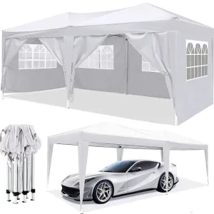 10'X20' Ez Pop Up Canopy Outdoor Portable Party Folding Tent With 6 Removable Sidewalls   Carry Bag   4 Pieces Weight Bag