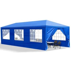 10x30ft Outdoor Wedding Party Canopy Tent,Heavy Duty Pop Up Canopy Tent,Waterproof Patio Gazebo Tent,Outside Gazebo Event Shelter Tent,with 8 Removable Sidewalls,for Garden/Patio/Backyard (Blue)