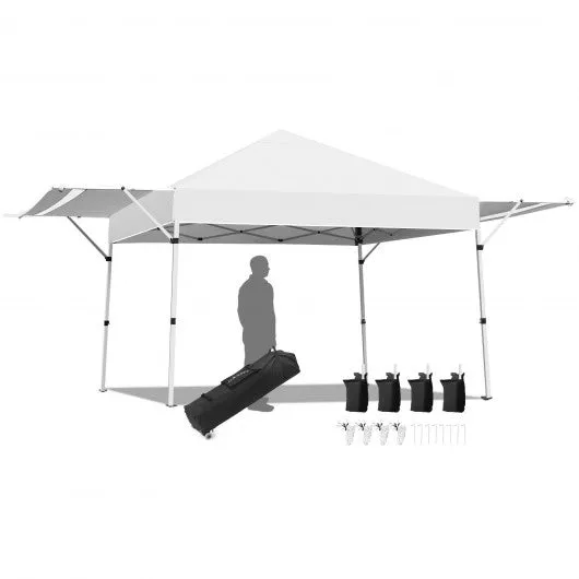 17 Feet x 10 Feet Foldable Pop Up Canopy with Adjustable Instant Sun Shelter-White