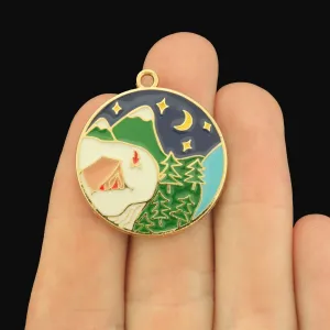 2 Camping Enamel Charms - Under the Stars - E1692