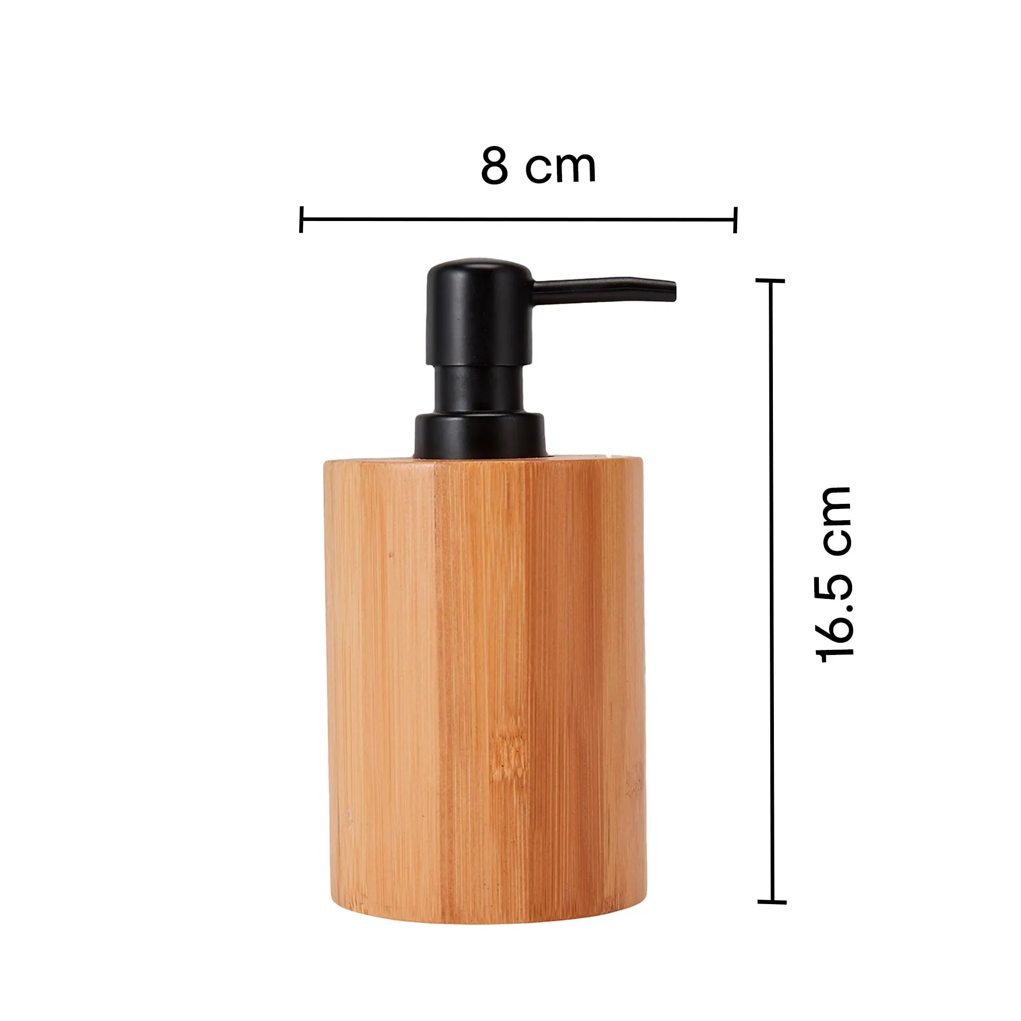 Anko Round Bamboo Soap Dispenser | Elegant and Functional Bathroom Accessory | Natural Look| Easy to Clean| Aesthetic Bayhroom Decor 250ml Capacity