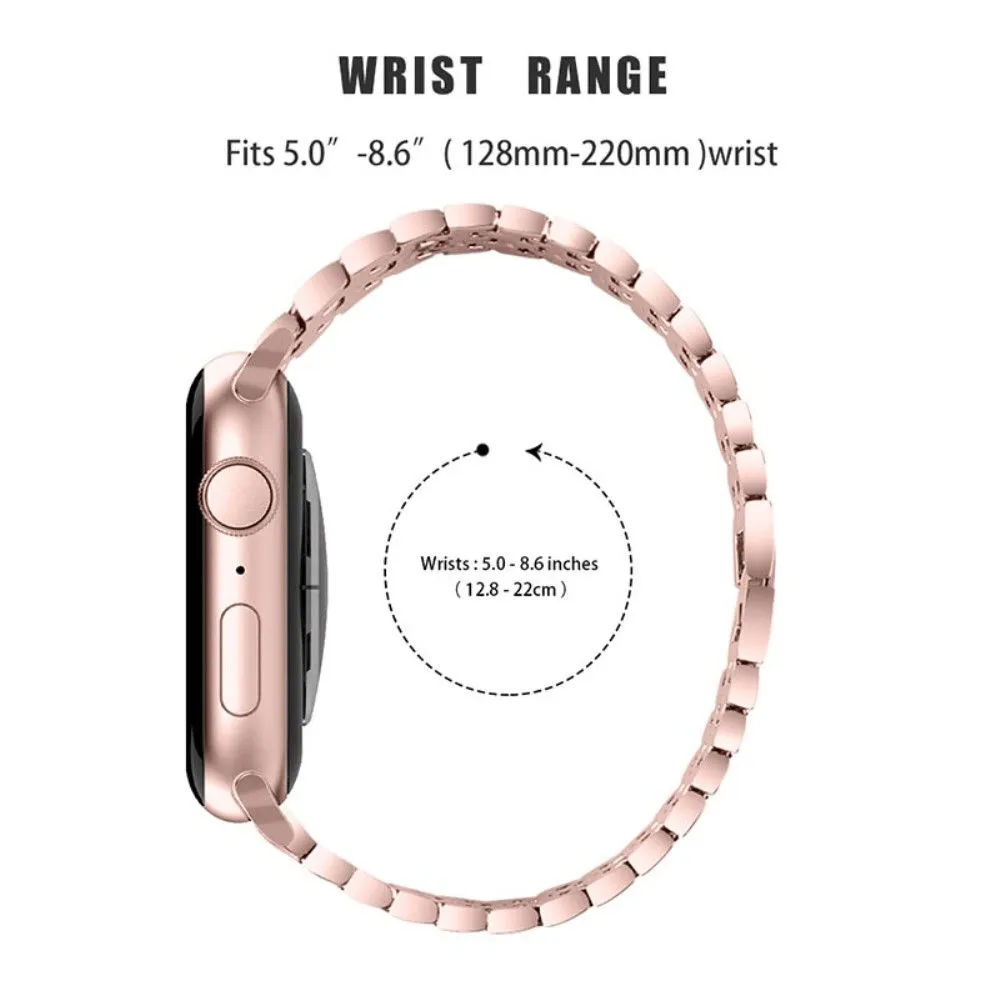 Apple Watch (45mm) five bead shiny rhinestone watch strap - Pink Gold / Transparent / Transparent