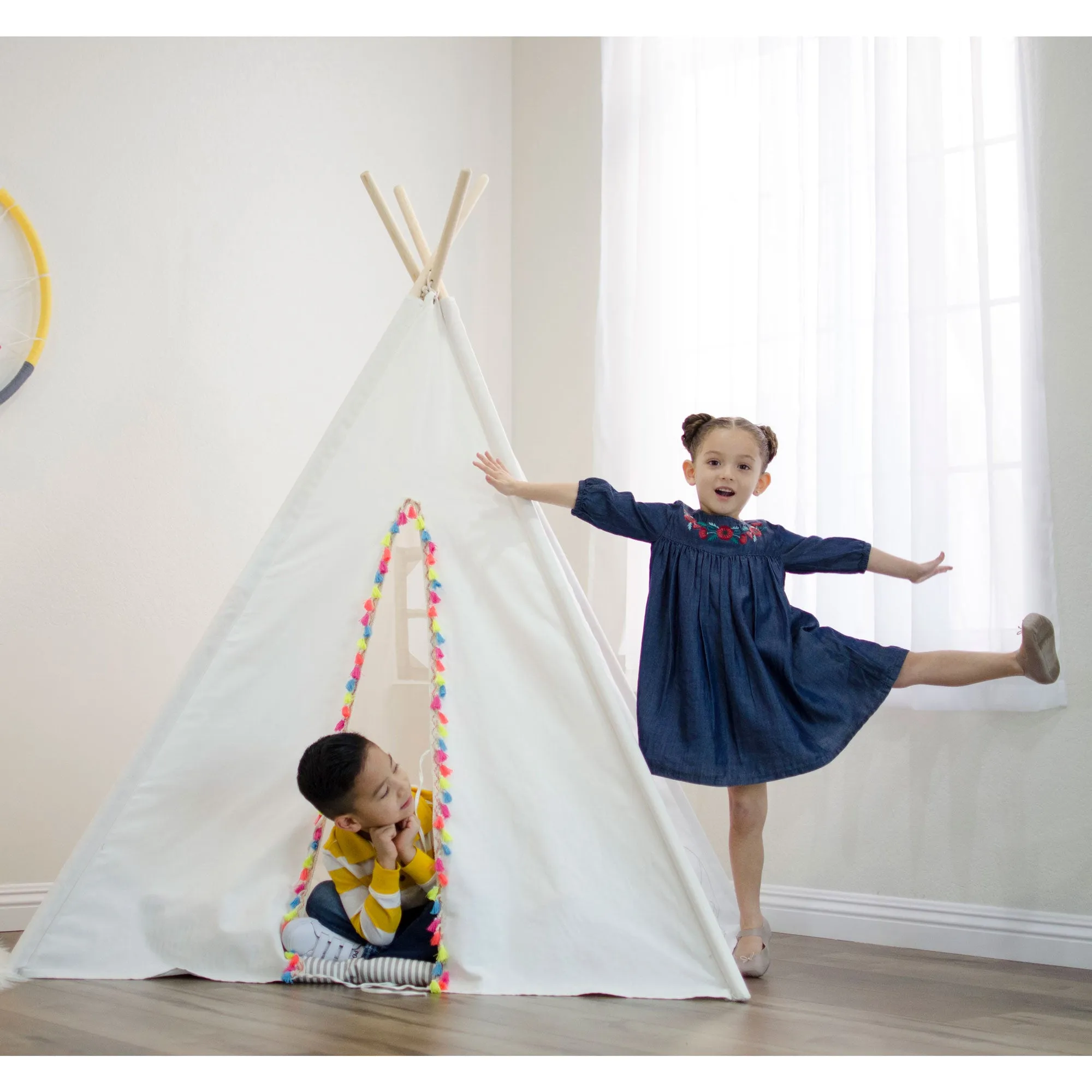 Asweets Childrens Canvas Painting Teepee Play Tent and Markers (Open Box)