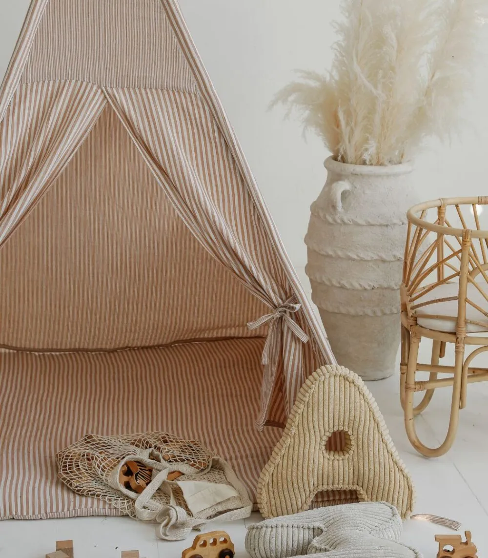 Children’s Teepee Play Tent with Floor Mat (2 colours) - MADE TO ORDER