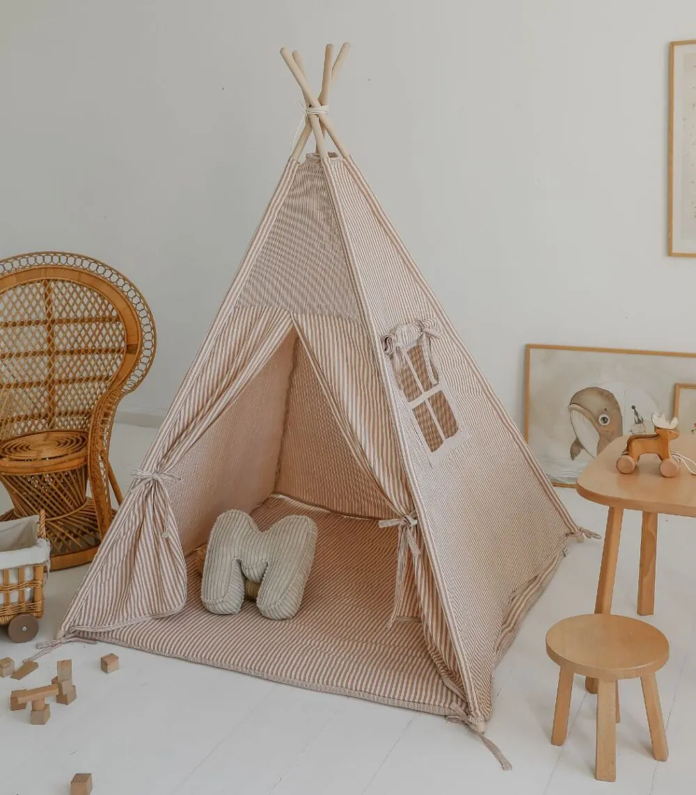 Children’s Teepee Play Tent with Floor Mat (2 colours) - MADE TO ORDER