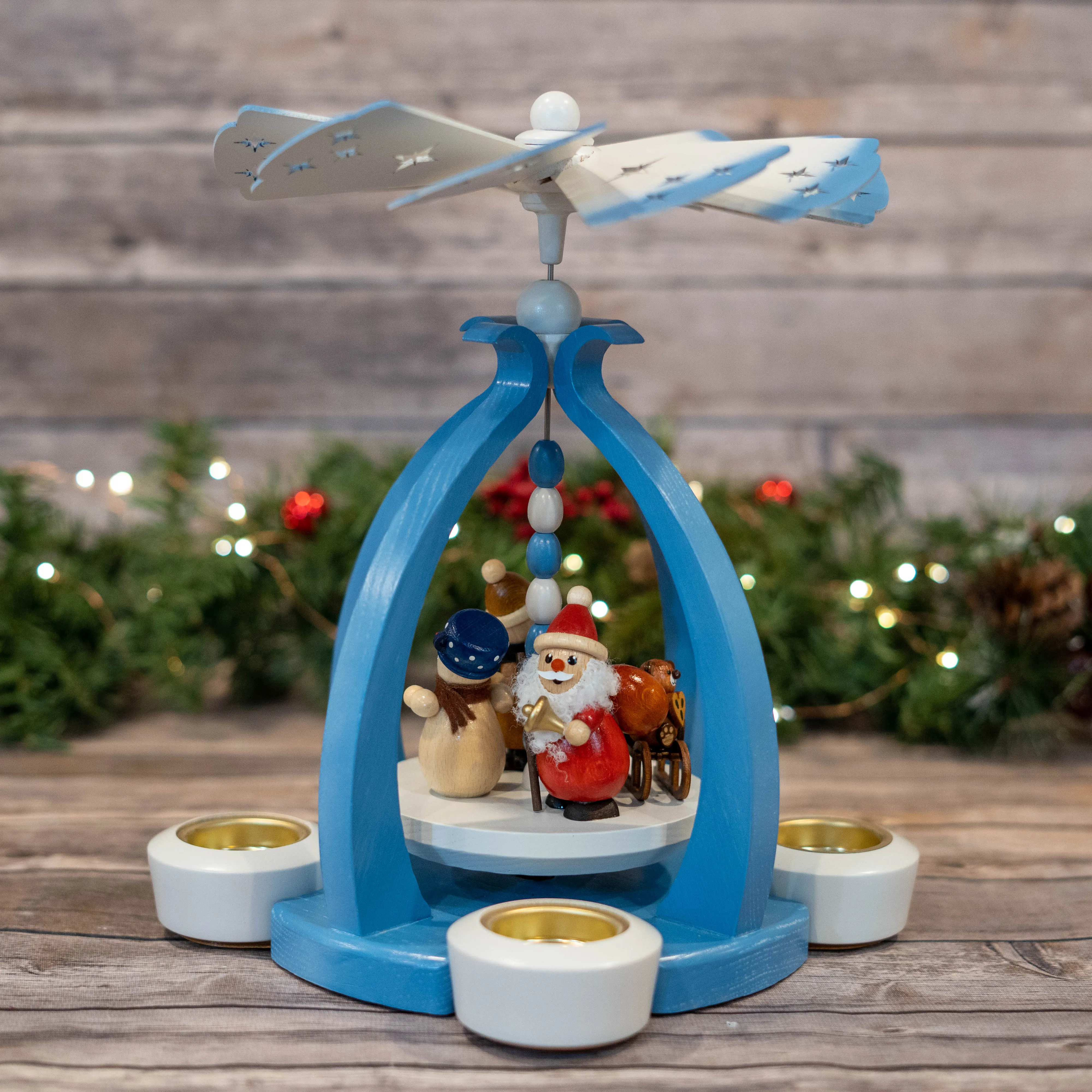 Colorful Santa and Snowman Tealight Pyramid