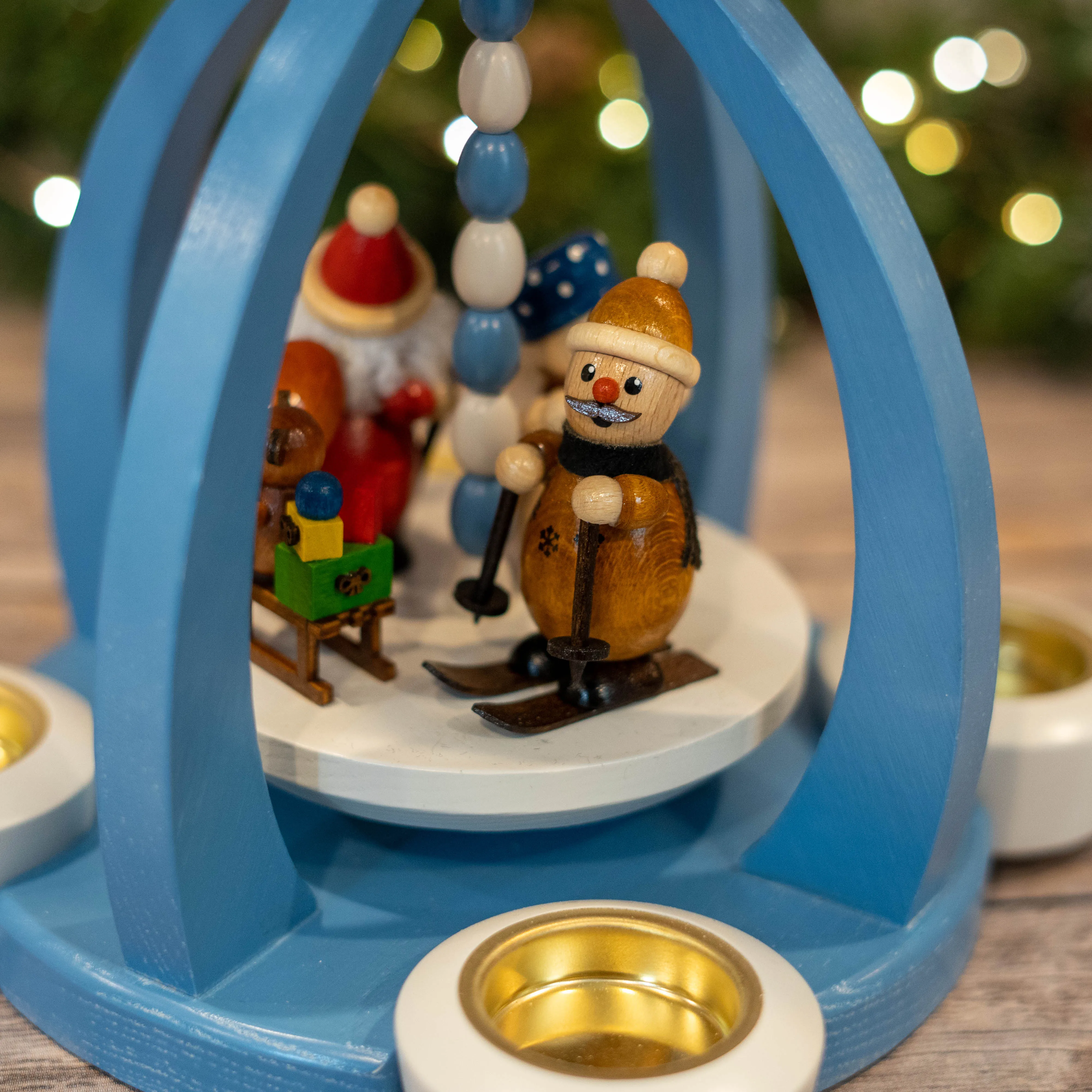 Colorful Santa and Snowman Tealight Pyramid