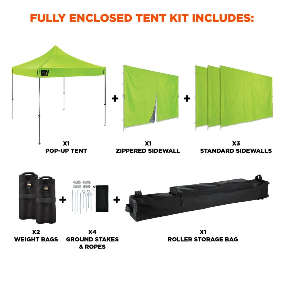 Ergodyne 12976 #6053 Single Lime Enclosed Pop-Up Tent Kit - 10ft x 10ft