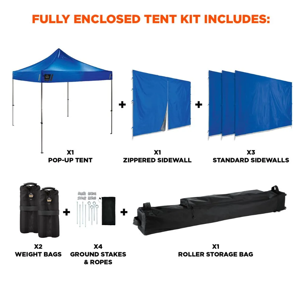 Ergodyne 12977 #6053 Single Blue Enclosed Pop-Up Tent Kit - 10ft x 10ft