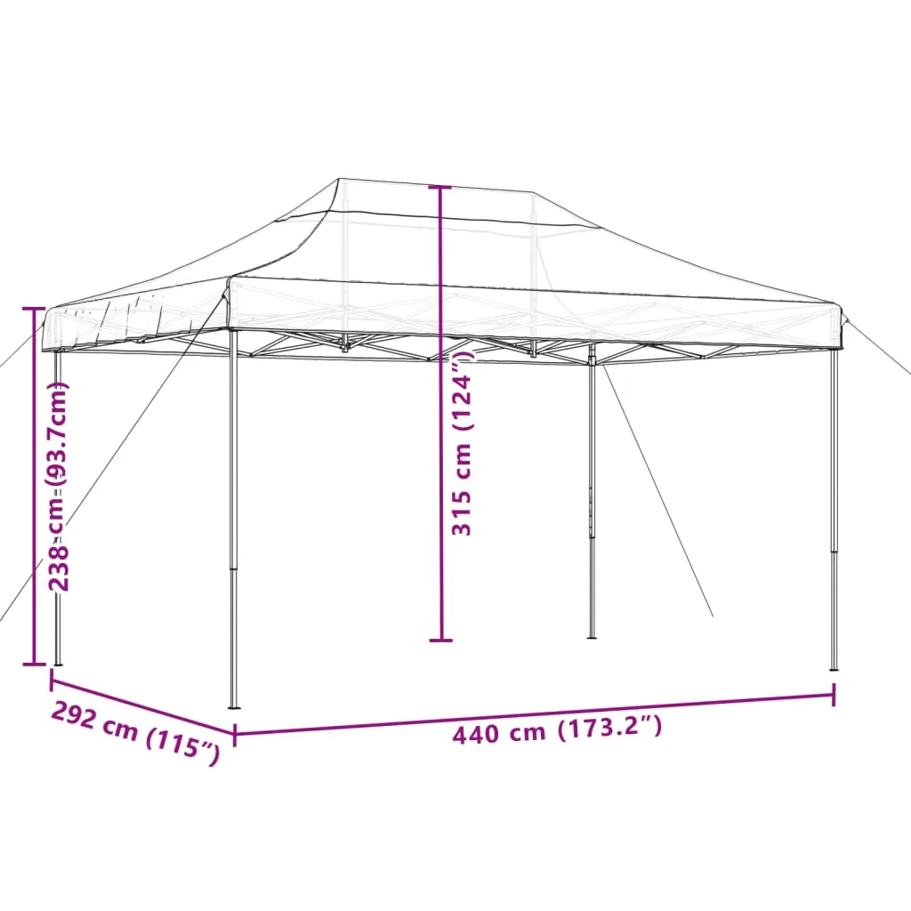 Foldable Party Tent Pop-Up Orange 440x292x315 cm