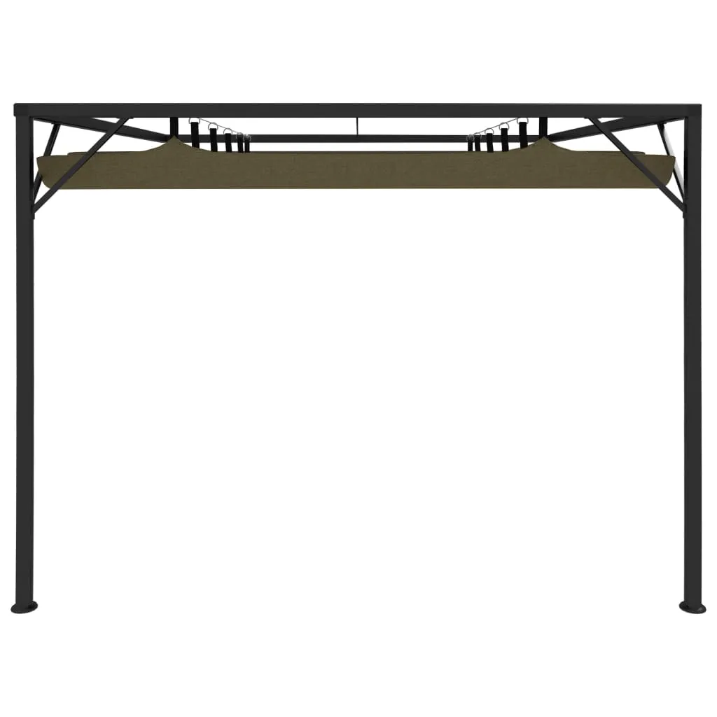 Garden Wall Gazebo with Retractable Roof 3x3 m Taupe 180 g/m²