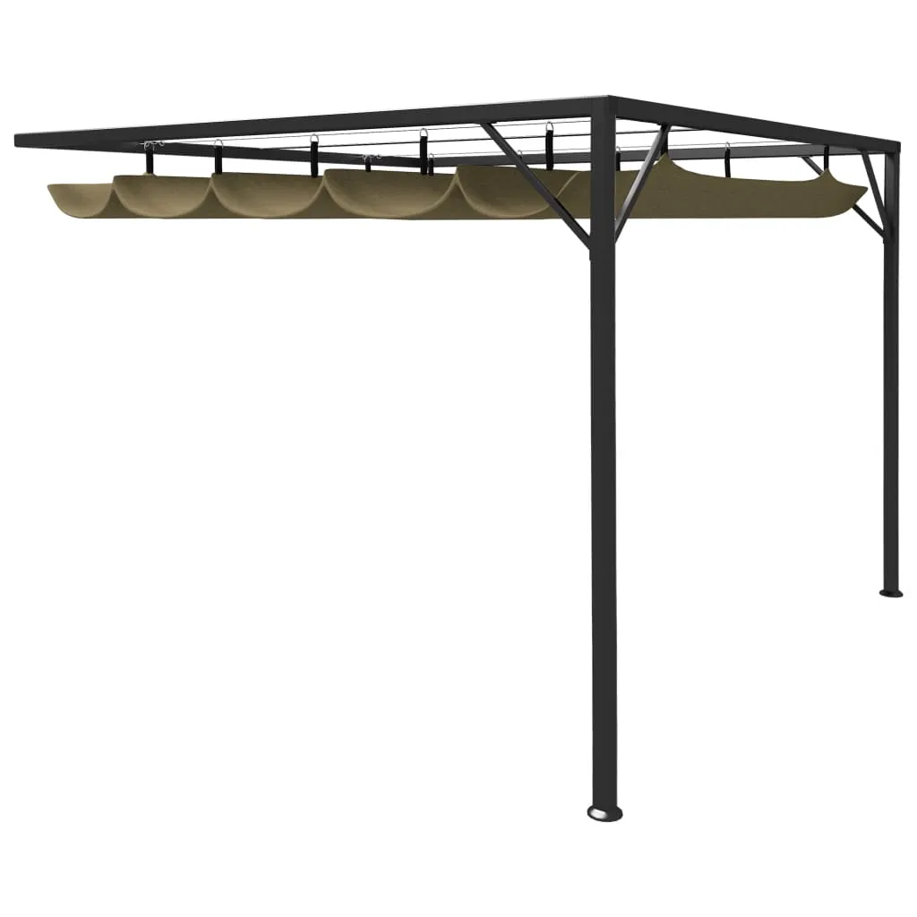 Garden Wall Gazebo with Retractable Roof 3x3 m Taupe 180 g/m²