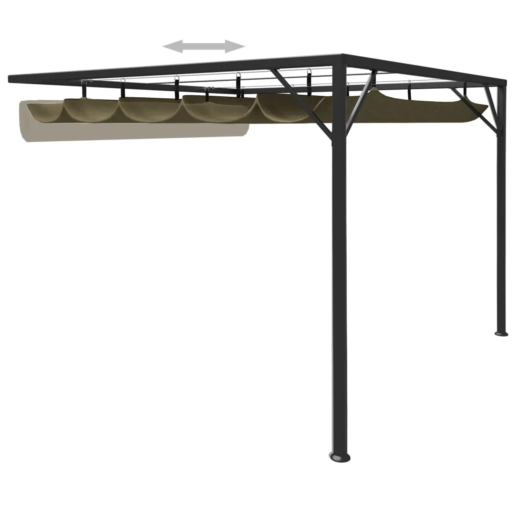 Garden Wall Gazebo with Retractable Roof 3x3 m Taupe 180 g/m²