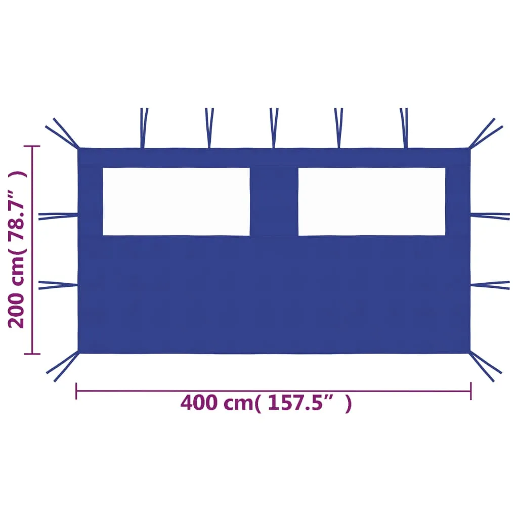 Gazebo Sidewall with Windows 4x2 m Blue