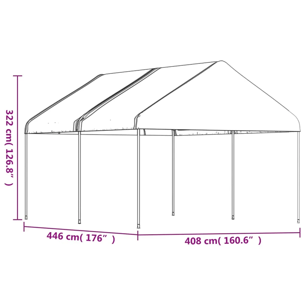 Gazebo with Roof White 4.46x4.08x3.22 m Polyethylene