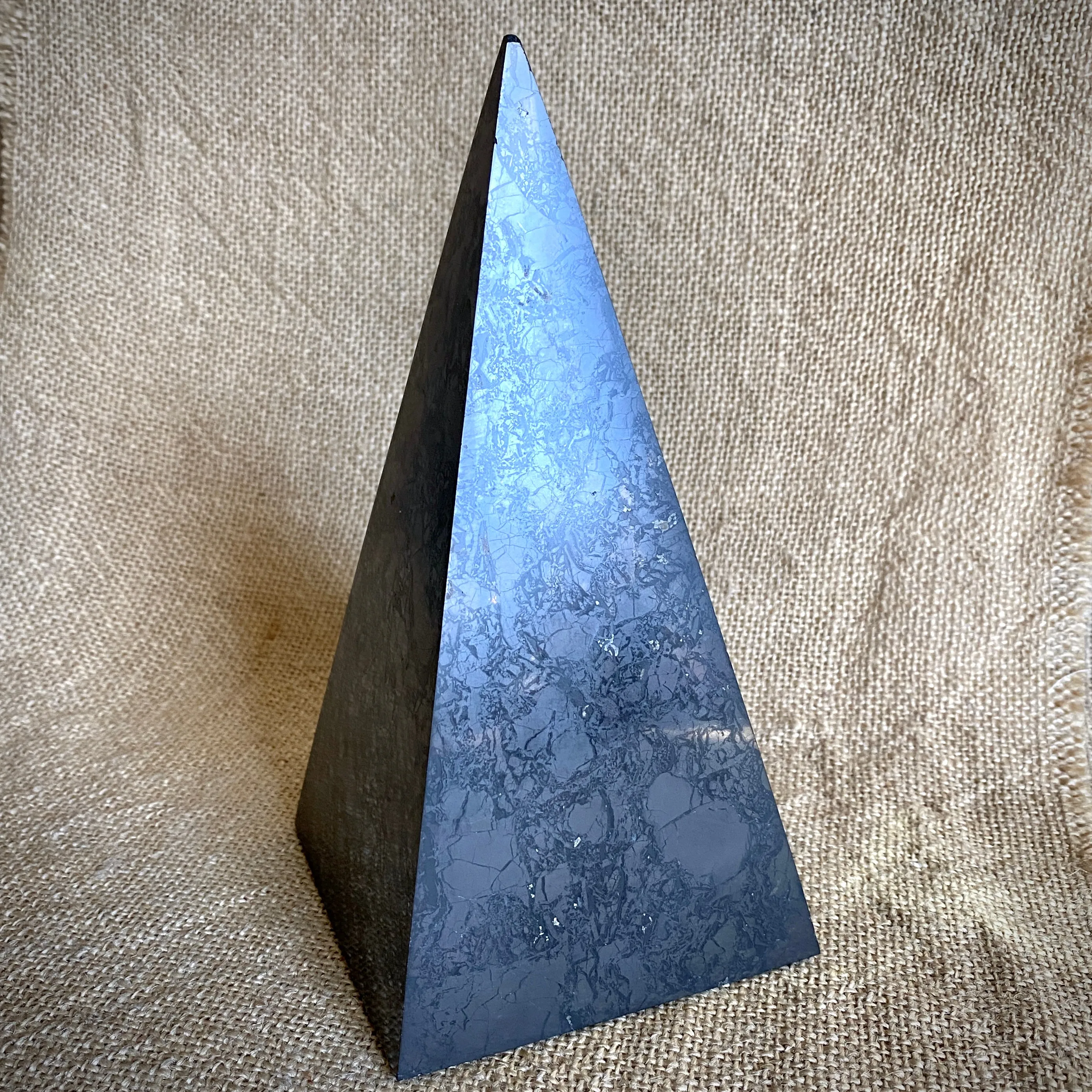 High Shungite Pyramid, 4 Inch Base - Small Chip on Peak