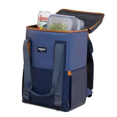 Igloo MaxCold Cooler Bag Backpack 28-Can 17QT Insulated Soft Side Cooler, Blue