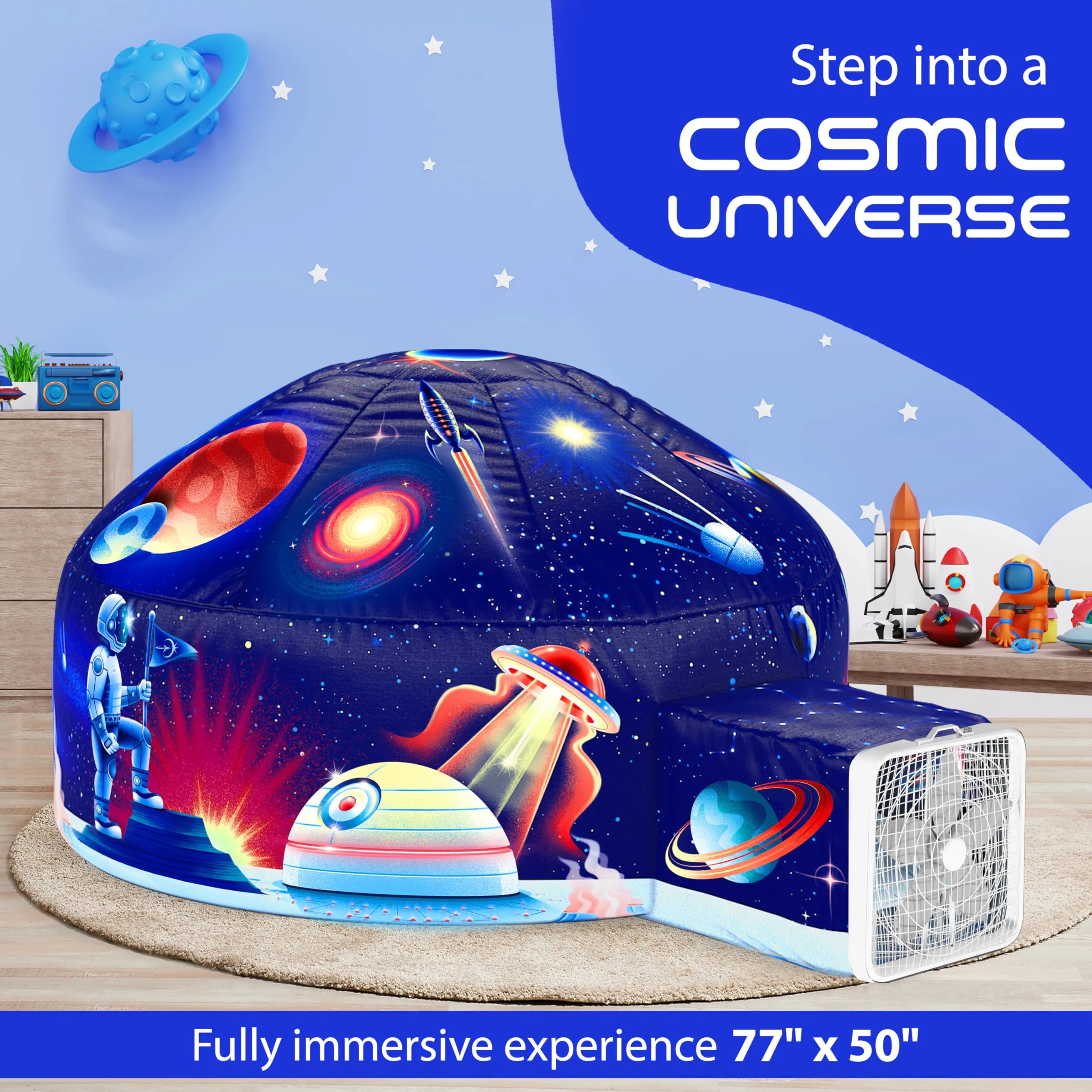 Inflatable Galactic Aerodome with LED Lights for Kids 3 to 12