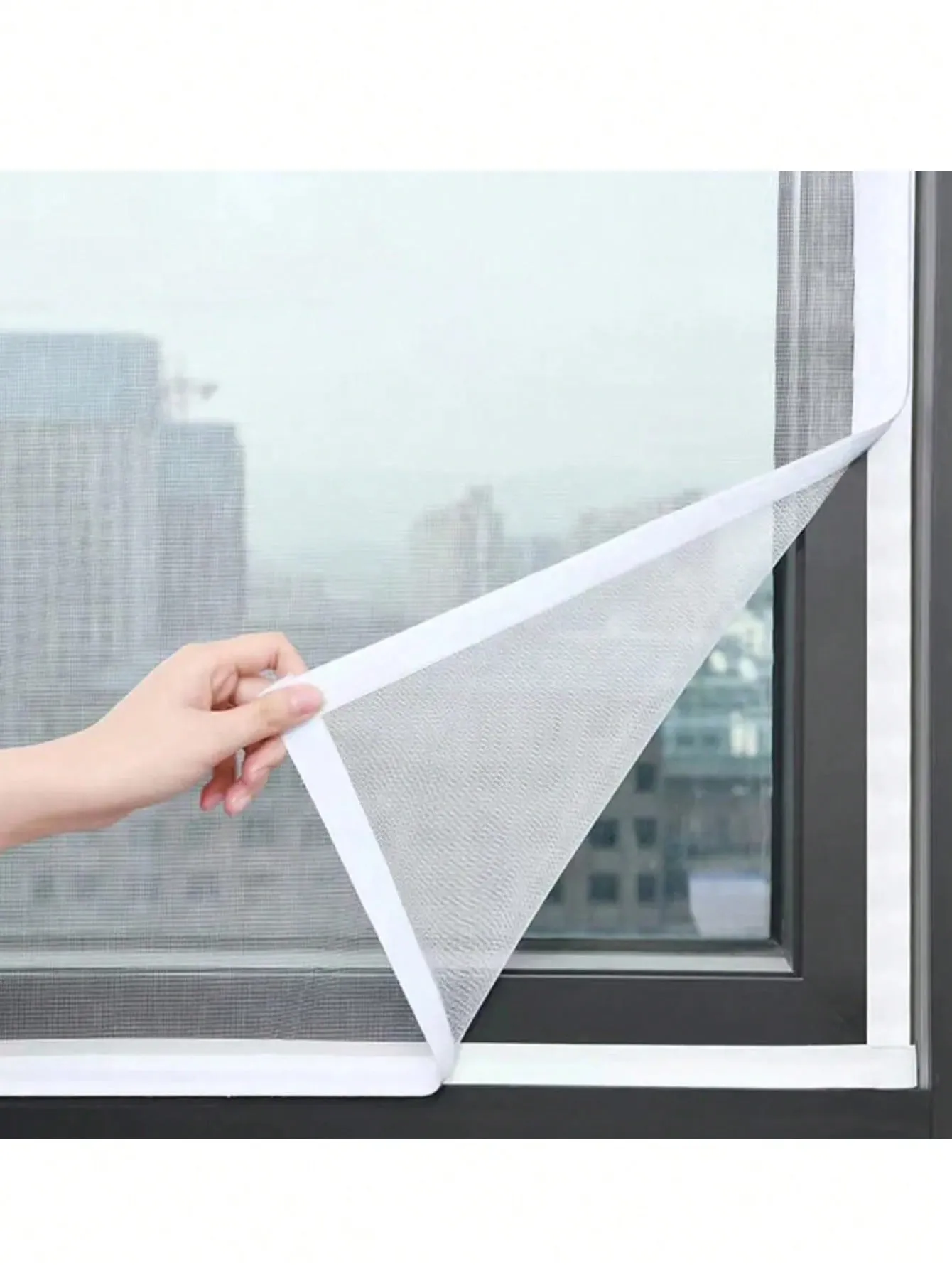 Invisible Summer Shield: Self-Adhesive, Detachable Anti-Mosquito Window Screen in Grey Polyester