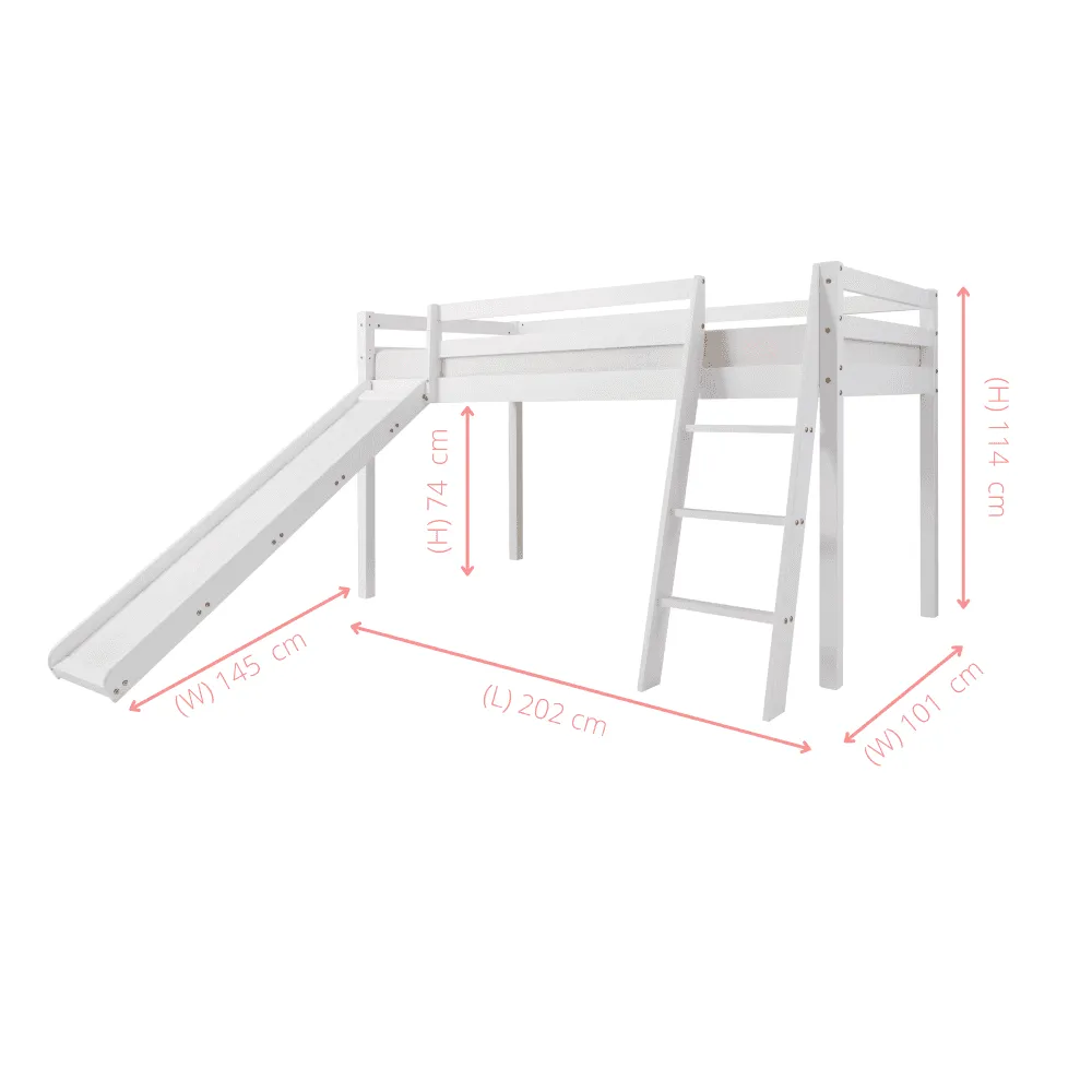 Moro Cabin Bed Midsleeper with Slide & Safari Overland Off Road Package in Classic White