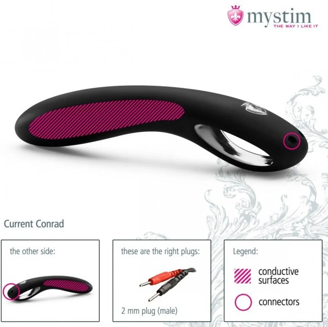 MYSTIM CURRENT CONRAD E STIM SILICON DILDO