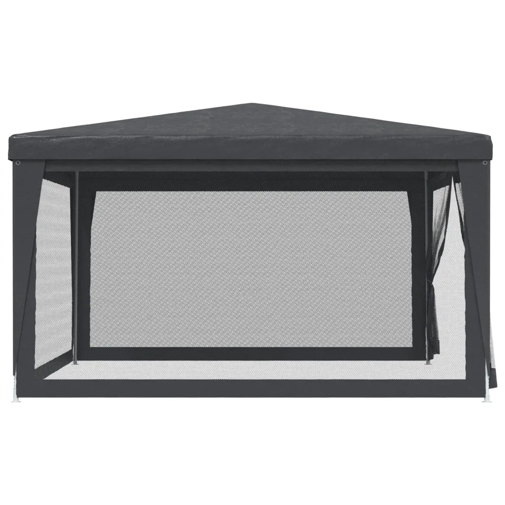 Party Tent with 4 Mesh Sidewalls Anthracite 4x4 m HDPE