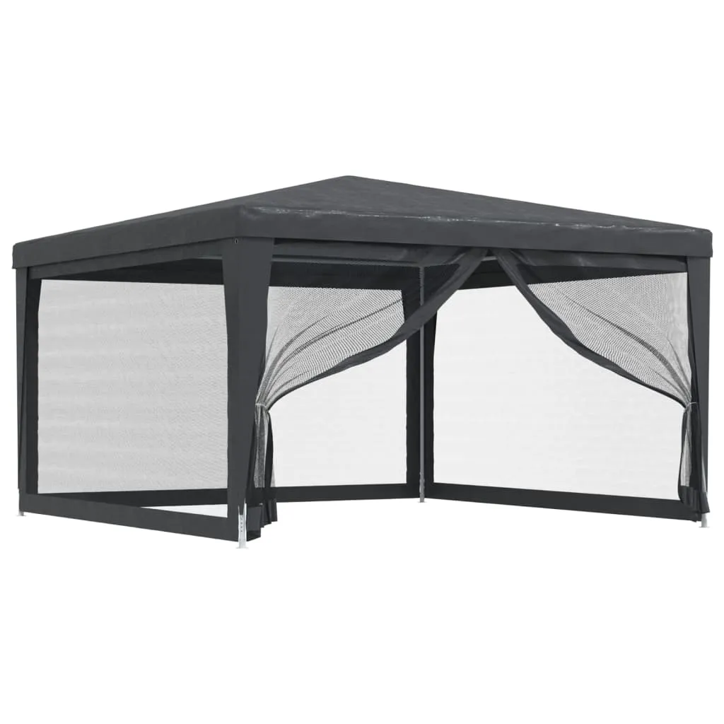 Party Tent with 4 Mesh Sidewalls Anthracite 4x4 m HDPE