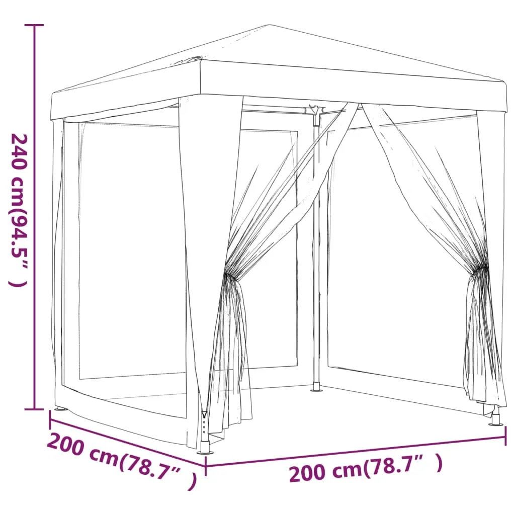 Party Tent with 4 Mesh Sidewalls Blue 2x2 m HDPE