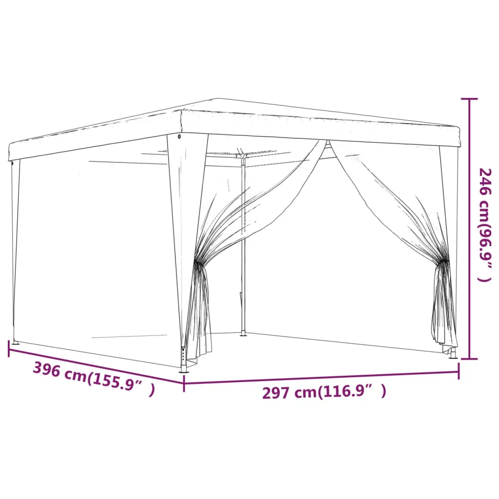 Party Tent with 4 Mesh Sidewalls Blue 3x4 m HDPE