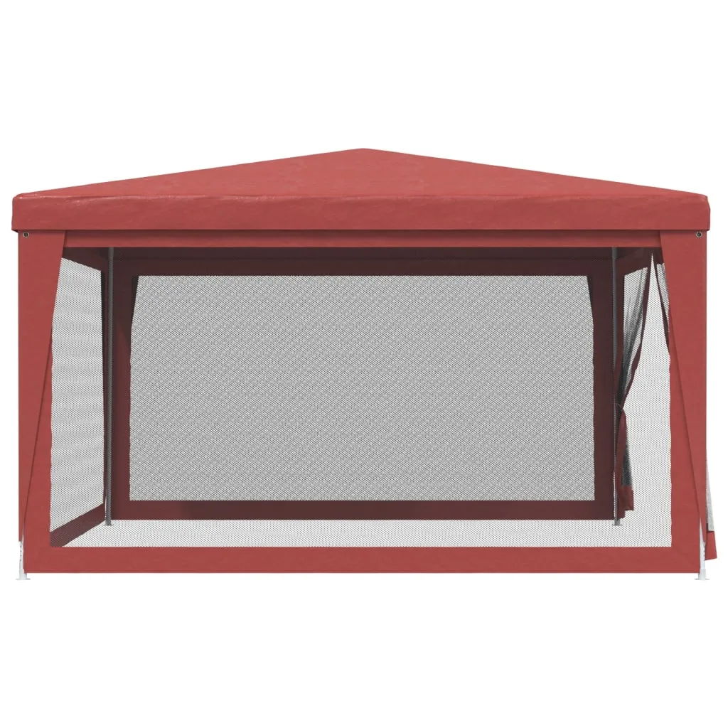 Party Tent with 4 Mesh Sidewalls Red 4x4 m HDPE