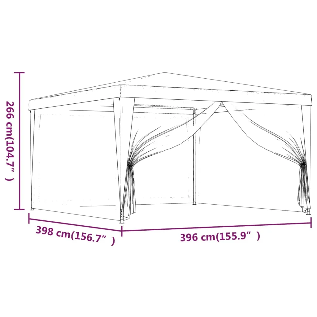 Party Tent with 4 Mesh Sidewalls Red 4x4 m HDPE