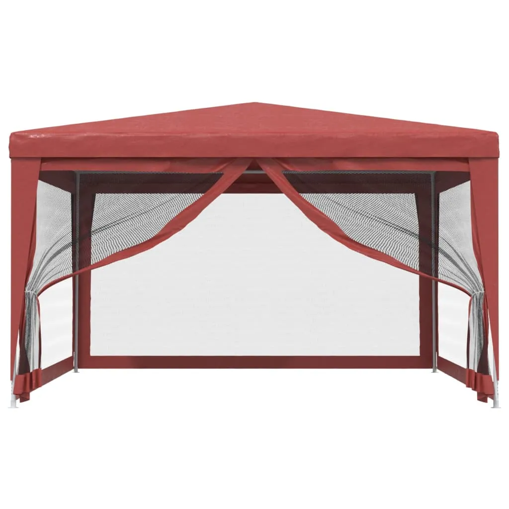 Party Tent with 4 Mesh Sidewalls Red 4x4 m HDPE