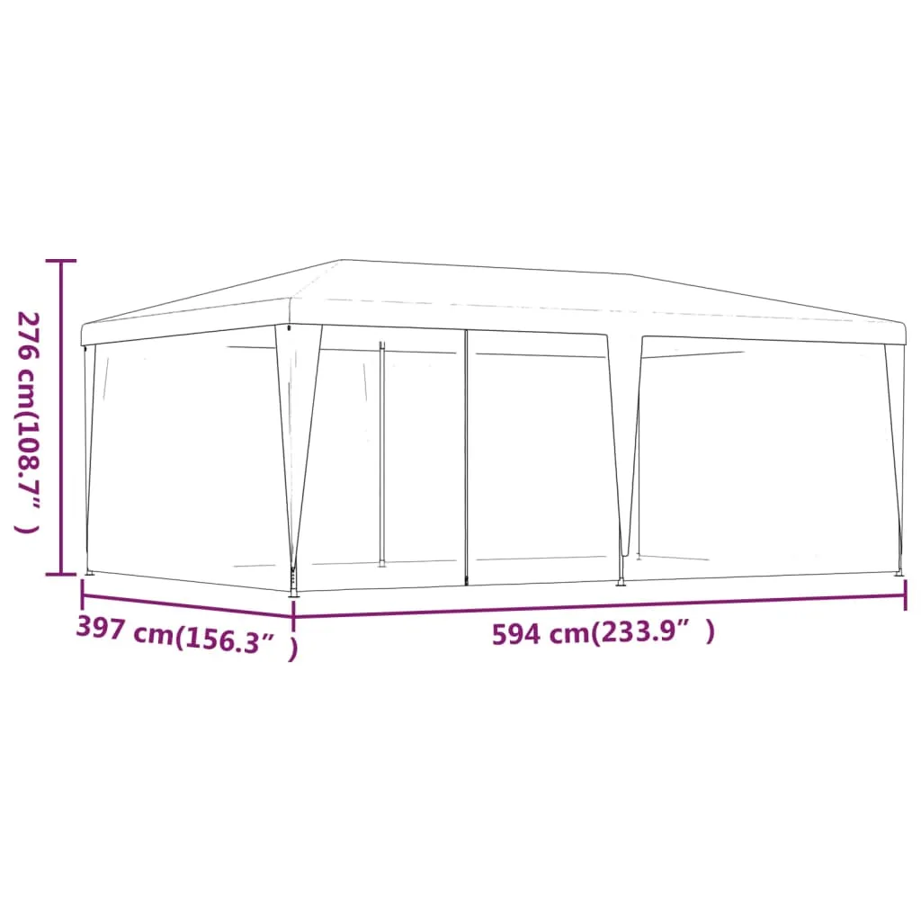 Party Tent with 6 Mesh Sidewalls Anthracite 6x4 m HDPE