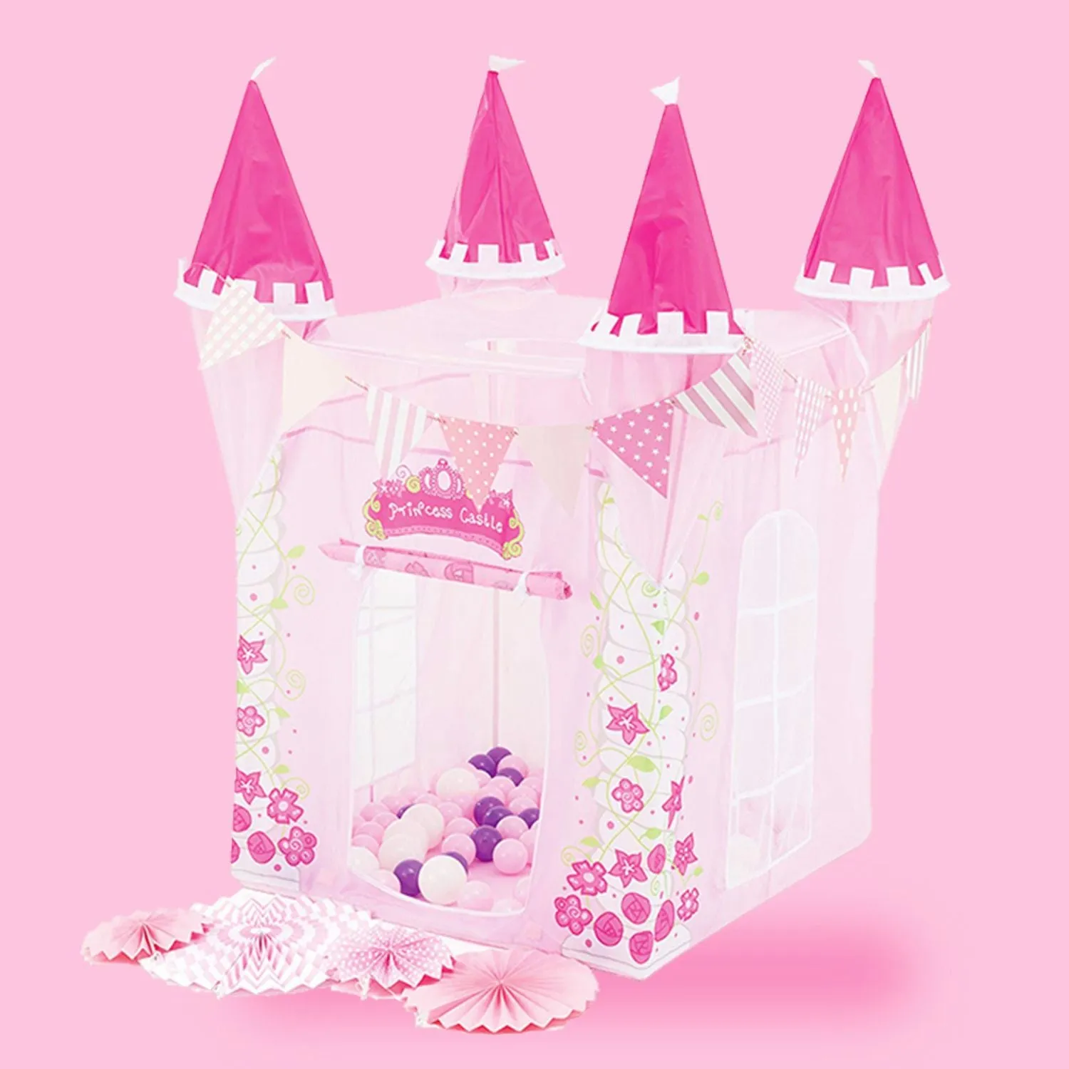 Pink Castle-Inspired Kids Tent, Breathable & Insect-Resistant - Gominimo