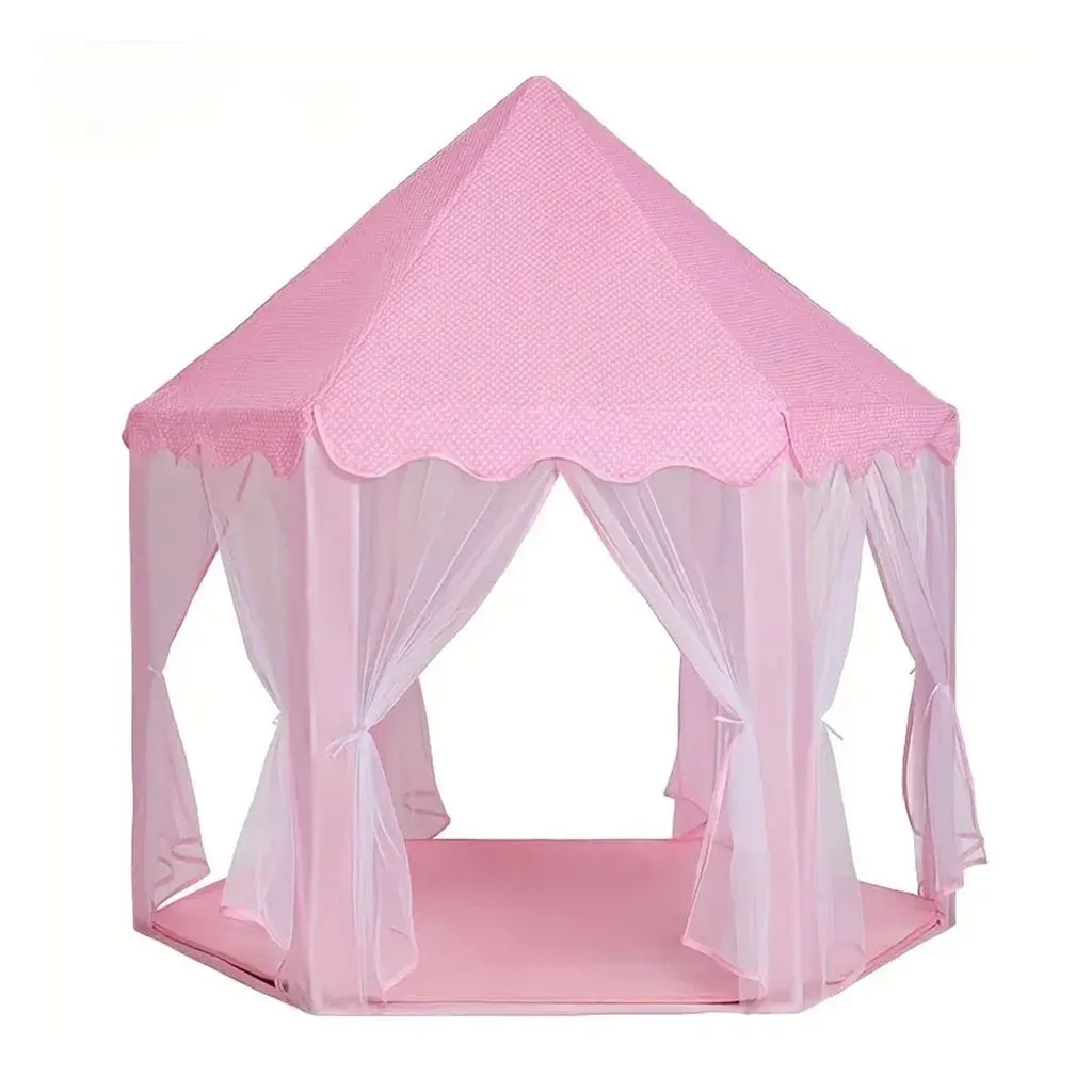 Pink Hexagonal LED Kids Tent, Foldable & Breathable - Gominimo