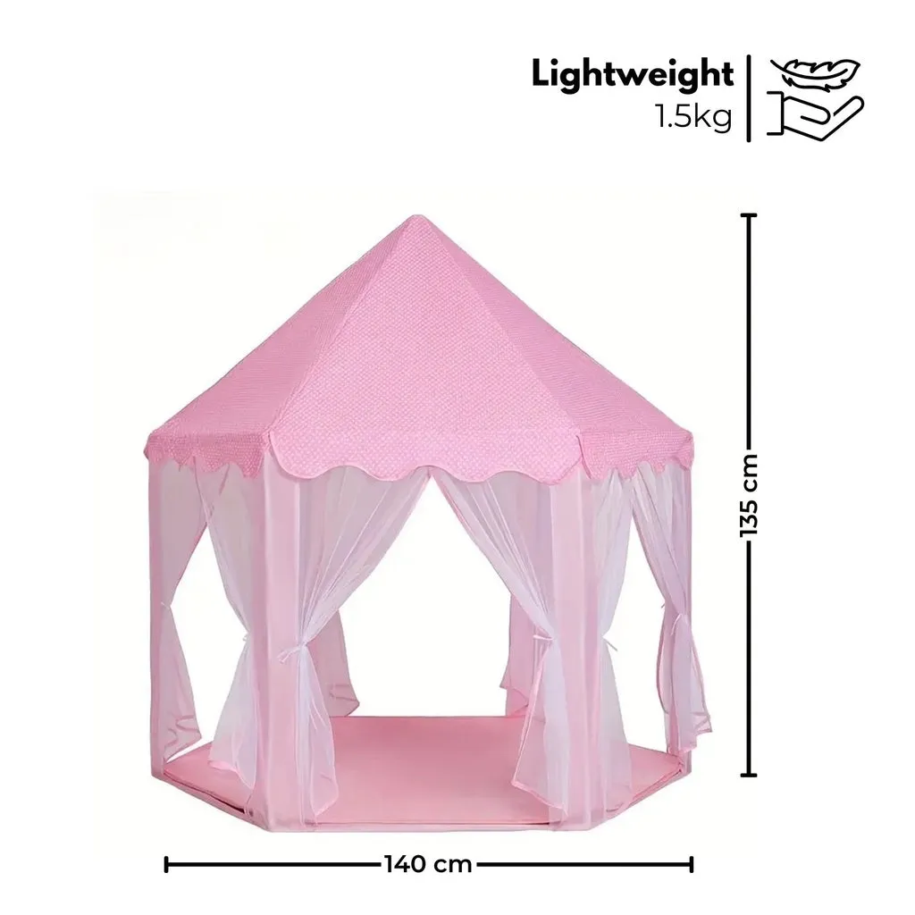 Pink Hexagonal LED Kids Tent, Foldable & Breathable - Gominimo