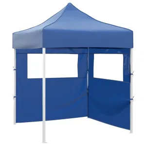 Professional Folding Party Tent with 2 Sidewalls 2x2 m Steel Blue