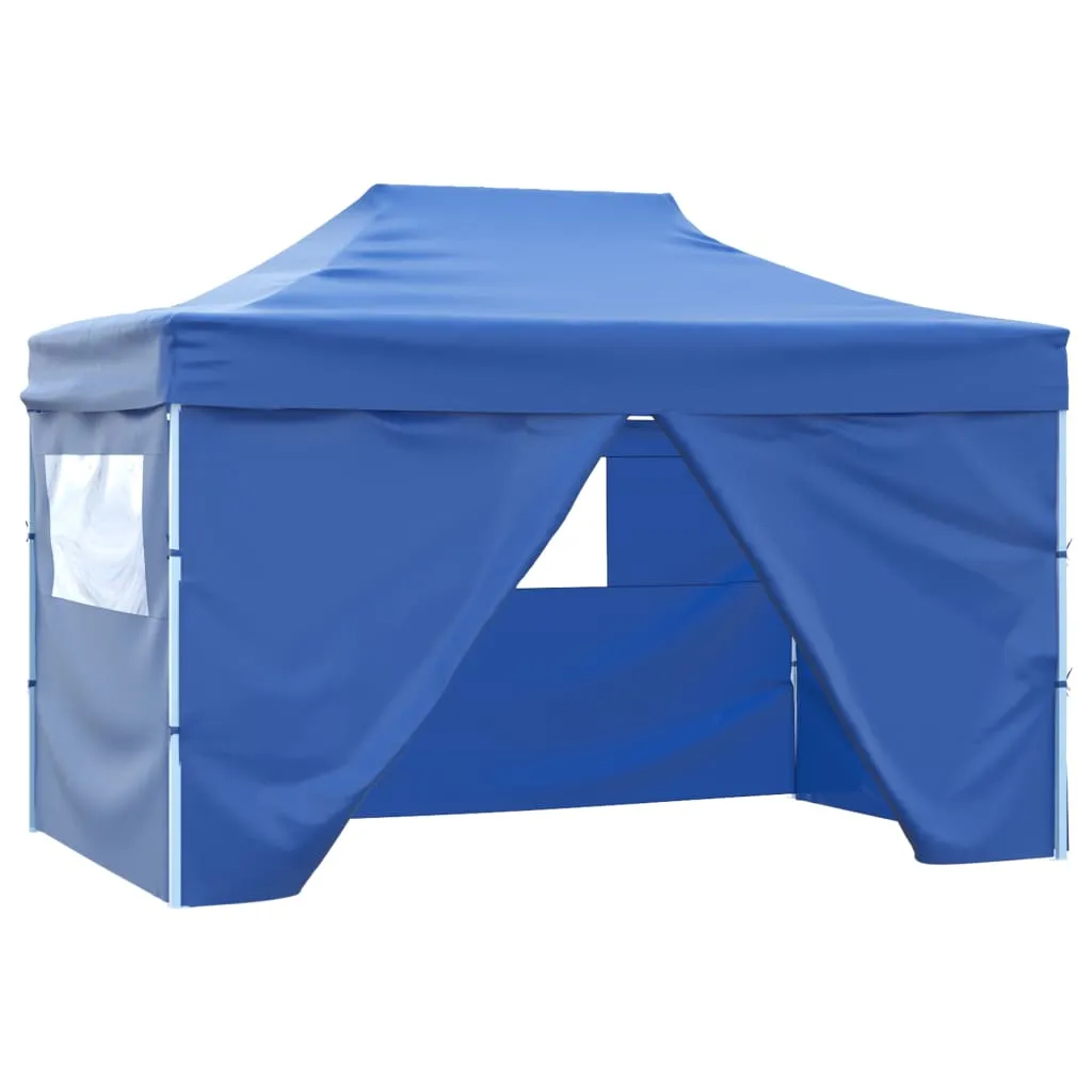 Professional Folding Party Tent with 4 Sidewalls 3x4 m Steel Blue