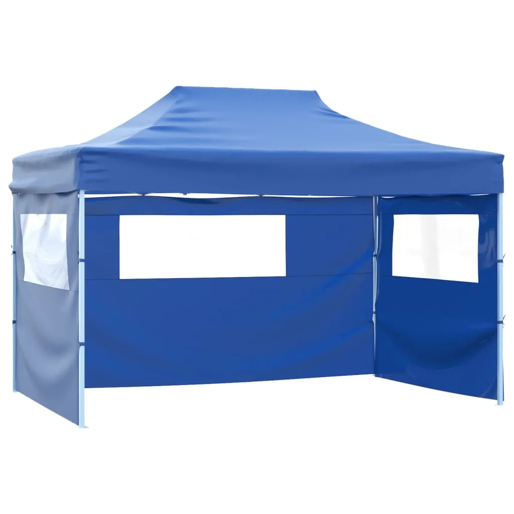 Professional Folding Party Tent with 4 Sidewalls 3x4 m Steel Blue