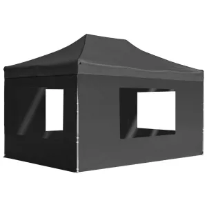 Professional Folding Party Tent with Walls Aluminium 4.5x3 m Anthracite