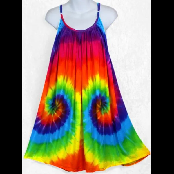 Rainbow Spiral Tie-Dye Parachute Dress