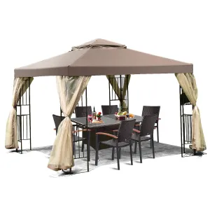 Tangkula 10x10 Feet Patio Gazebo, Outdoor Gazebo Canopy Shelter w/ Netting