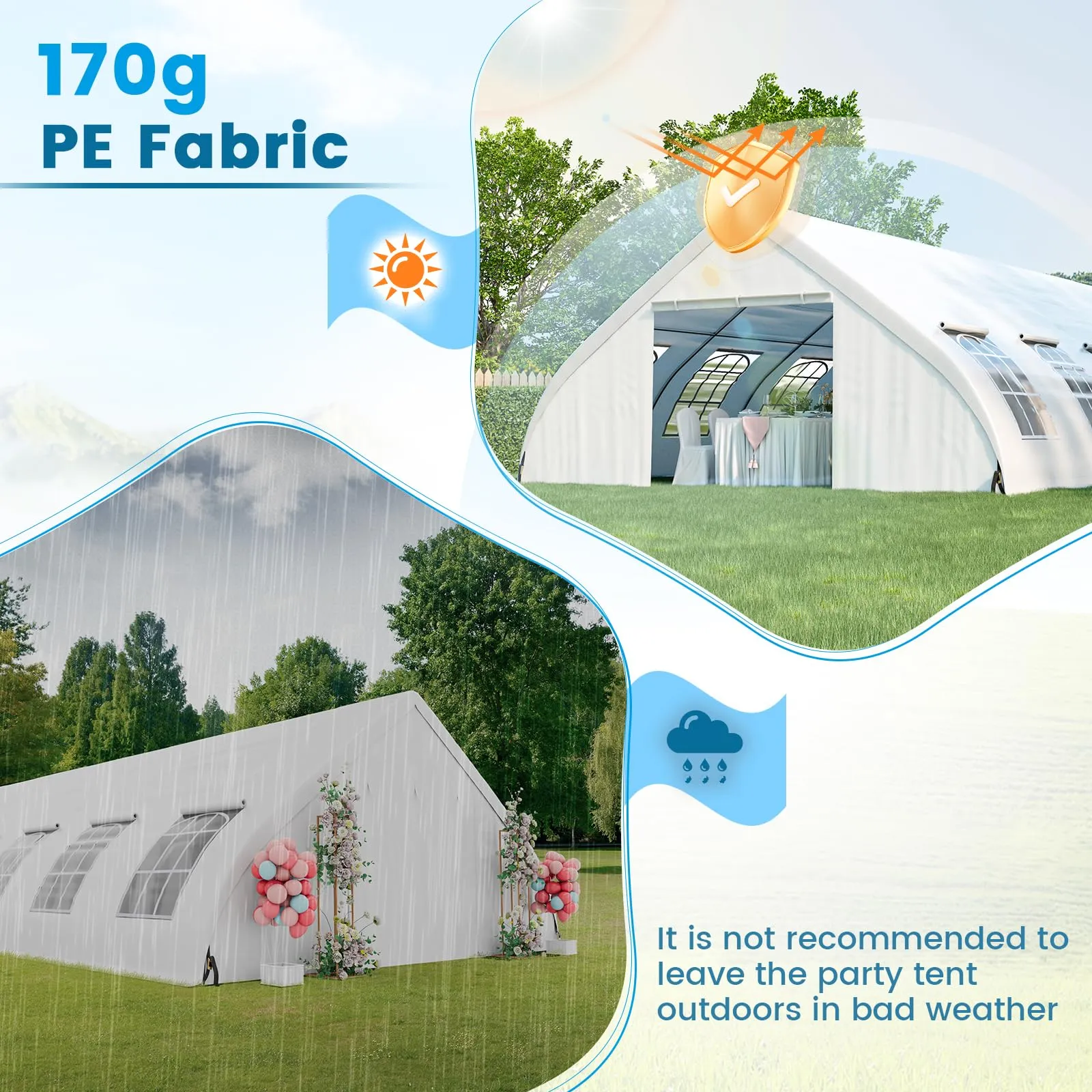 Tangkula 20x40 Ft Heavy Duty Party Tent, Large White Event Tent with Sidewalls, Zippered Door & 12 Windows