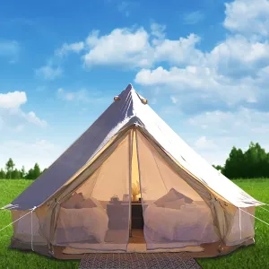 timeless brand Canvas Bell Tent 13.12ft /4m Cotton Canvas Tent with Wall Stove Jacket Glamping Tent Waterproof Bell Tent for Family Camping Outdoor Hunting in 4 Seasons