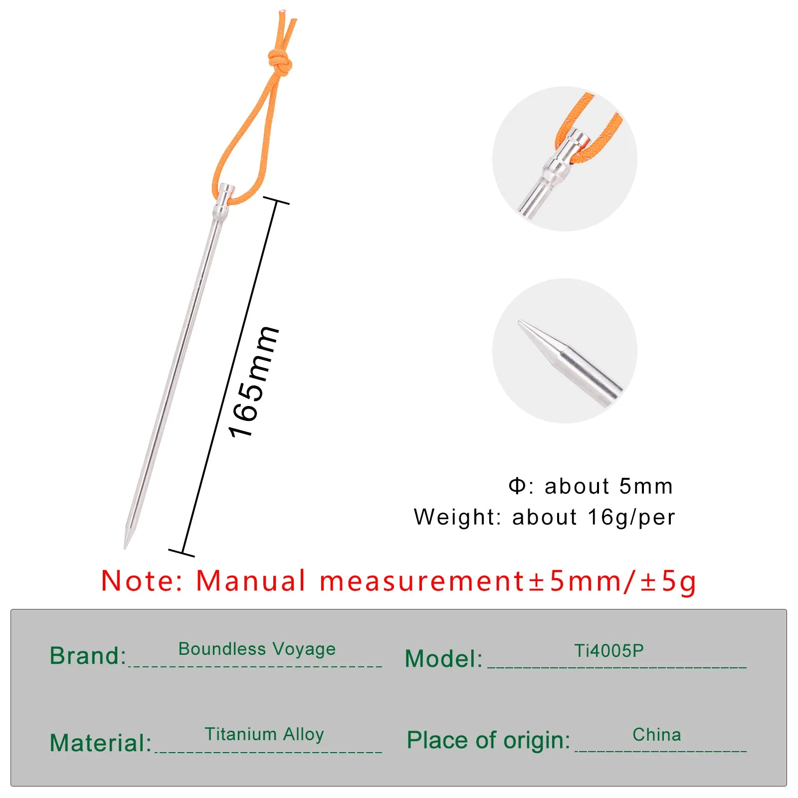 Titanium Alloy Titanium Tent Pegs 8pcs Tent Stakes Portable Tent Nails for Camping  Hiking Backpacking  Ultra light and stable