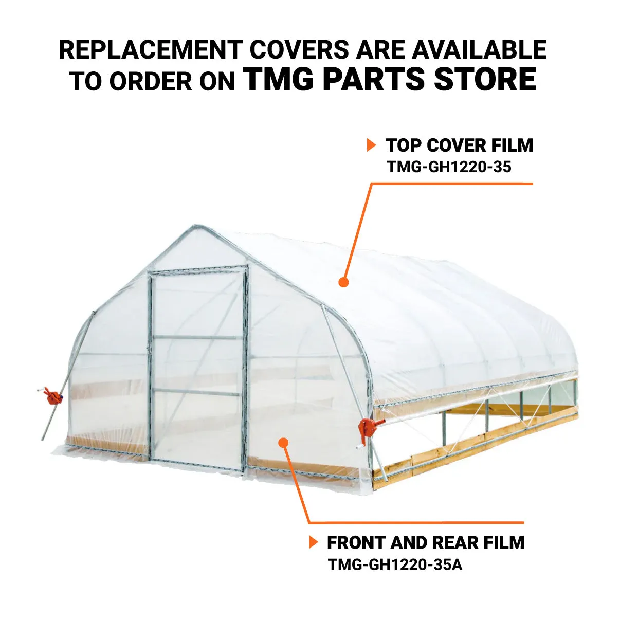 TMG Industrial 12’ x 20’ Tunnel Greenhouse Grow Tent w/6 Mil Clear EVA Plastic Film, Cold Frame, Hand Crank Roll-Up Sides, Peak Ceiling Roof, TMG-GH1220