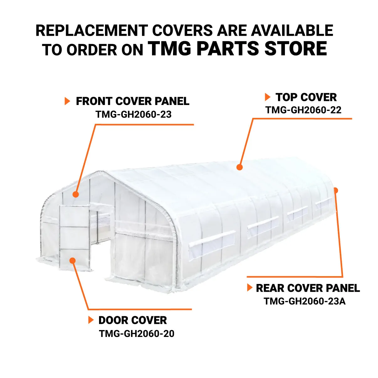 TMG Industrial 20’ x 60’ Tunnel Greenhouse Grow Tent w/12 Mil Ripstop Leno Mesh Cover, Cold Frame, Roll-up Windows, Peak Ceiling Roof, TMG-GH2060