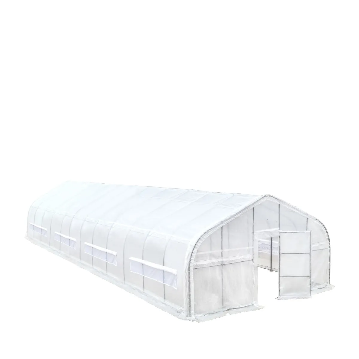 TMG Industrial 20’ x 60’ Tunnel Greenhouse Grow Tent w/12 Mil Ripstop Leno Mesh Cover, Cold Frame, Roll-up Windows, Peak Ceiling Roof, TMG-GH2060